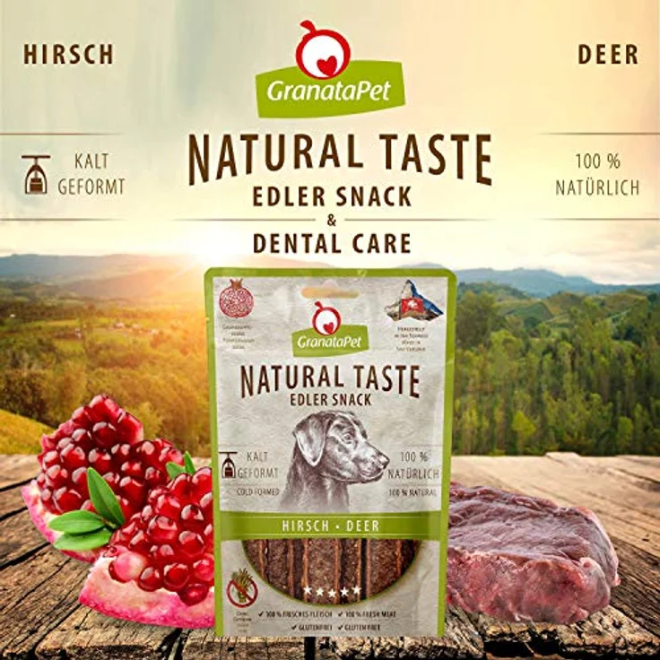 GranataPet Natural Taste Edler Snack Hirsch, Hundeleckerli ohne Getreide & Zuckerzusätze, 90 g, schmackhafte Zwischenmahlzeit für Hunde – Bild 2