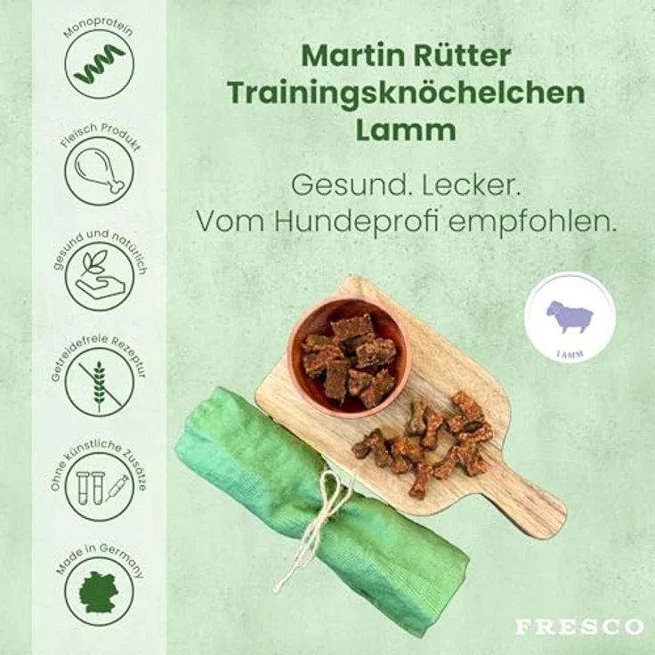 Fresco Dog Martin Rütter Trainingsknöchelchen Lamm 1kg, getreidefrei & hypoallergen mit 89% Frischfleisch, geruchs- & fettarm, ideale Hundeleckerli fürs Hundetraining – Bild 2