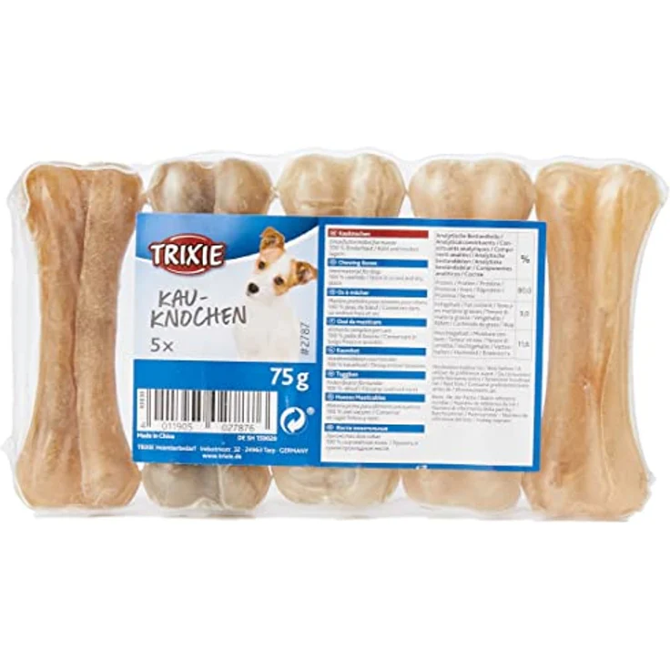 Trixie 2787 Kauknochen, gepresst, 8 cm, 5 × 15 g, hochwertiger Hundesnack, original verpackt – Bild 1