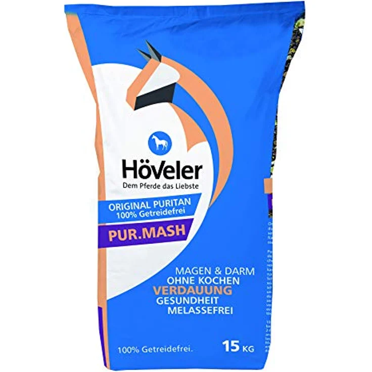 Höveler Puritan Original Pur.Mash, getreide- und melassefreies Pferdefutter für Stoffwechselprobleme, 15 kg