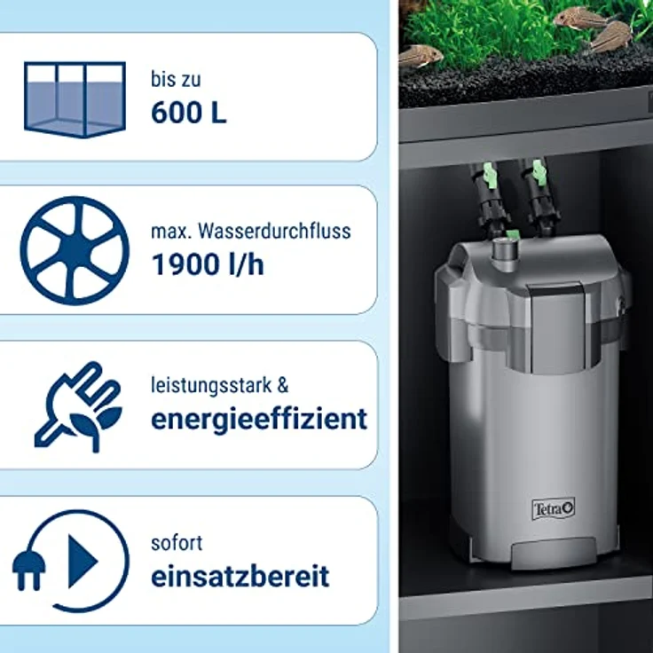 Tetra Aquarium Außenfilter EX 1500 Plus, leistungsstarker Filter für Aquarien bis 600 L, energieeffizient und leise, kristallklares Wasser, Innenbereich – Bild 4