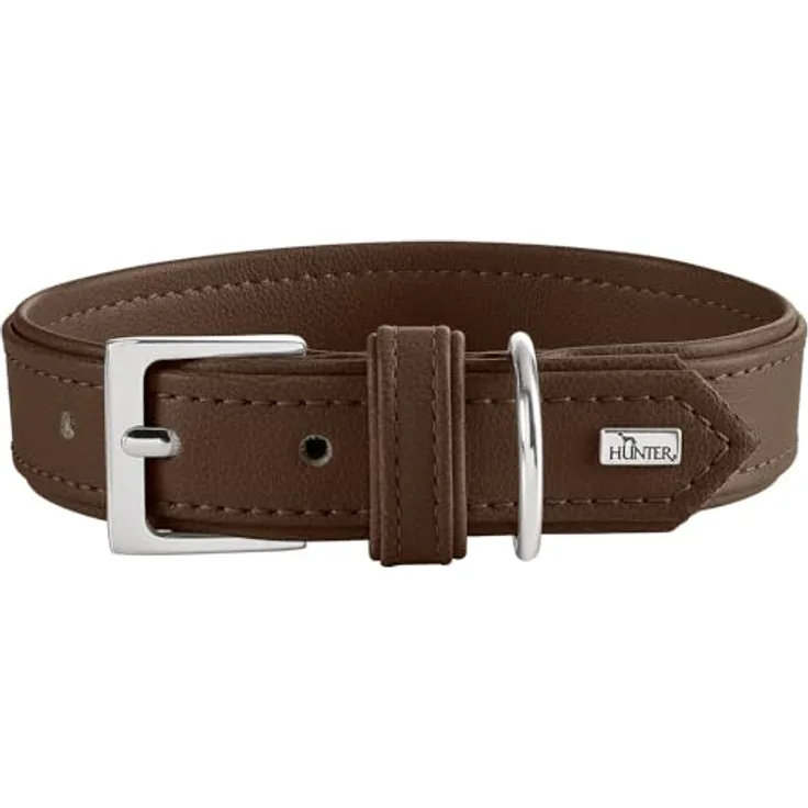 HUNTER Hundehalsband Amalfi, schokobraun, vegan, Kunstleder in Nappa-Optik, weich und pflegeleicht, Größe 60, Made in Germany