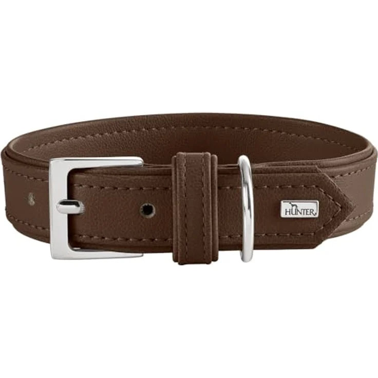 HUNTER Hundehalsband Amalfi, schokobraun, vegan, Kunstleder in Nappa-Optik, weich und pflegeleicht, Größe 60, Made in Germany – Bild 1