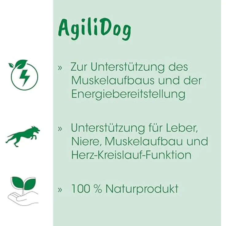 cdVet Agili-Dog, Ergänzungsfuttermittel für Hunde, 70 g - Muskelaufbau, Versorgung mit Kräutern, Vitaminen und Eisen, Unterstützung bei Lustlosigkeit, nach Krankheit, Operation und während Trächtigkeit – Bild 2