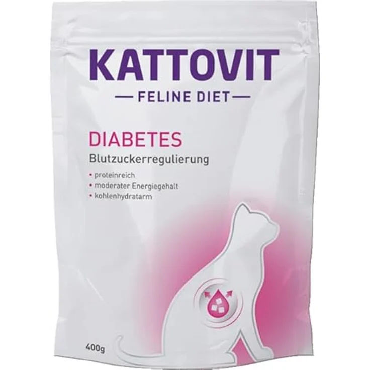 Kattovit Feline Diet, Diabetes Gewicht Trockenfutter, 3er Pack mit 3 x 400 g, für Übergewichtskontrolle und Muskelaufbau – Bild 2