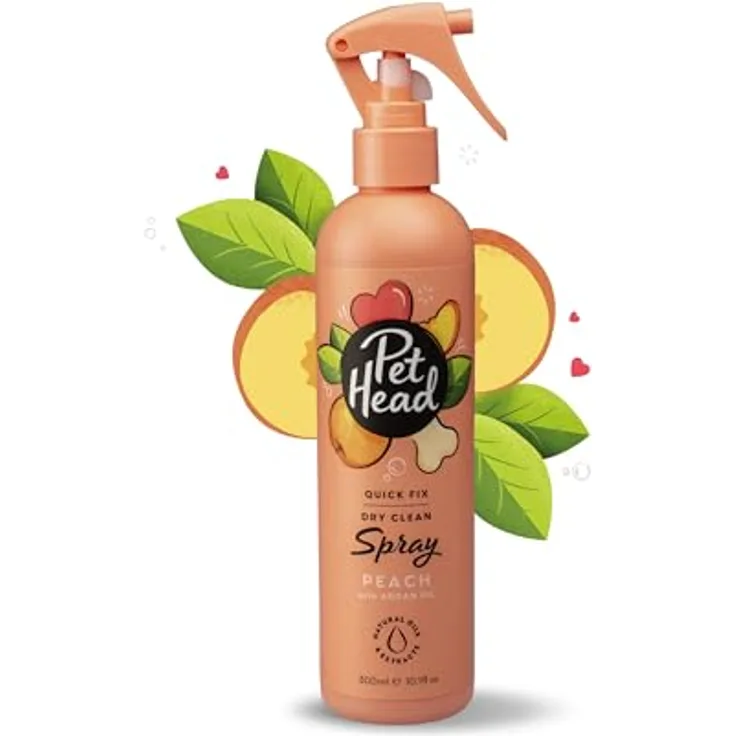 Pet Head Quick Fix Fellspray für Hunde, Desodorierendes Pfirsichduft-Spray mit natürlichem Pflegeöl, pH-neutral, vegan, 300ml