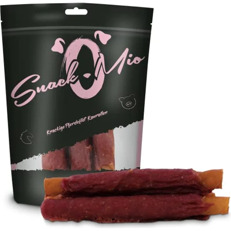 SnackOMio knackige Pferdefilet 3 Kaurollen, 150g, getreidefrei und ohne Zuckerzusätze, natürliche Hundesnacks – Bild 2