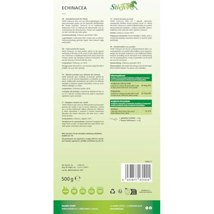 Stiefel Echinacea für Pferde, 100% naturbelassene Kräuter zur Stärkung der Abwehrkräfte, 500g – Bild 3