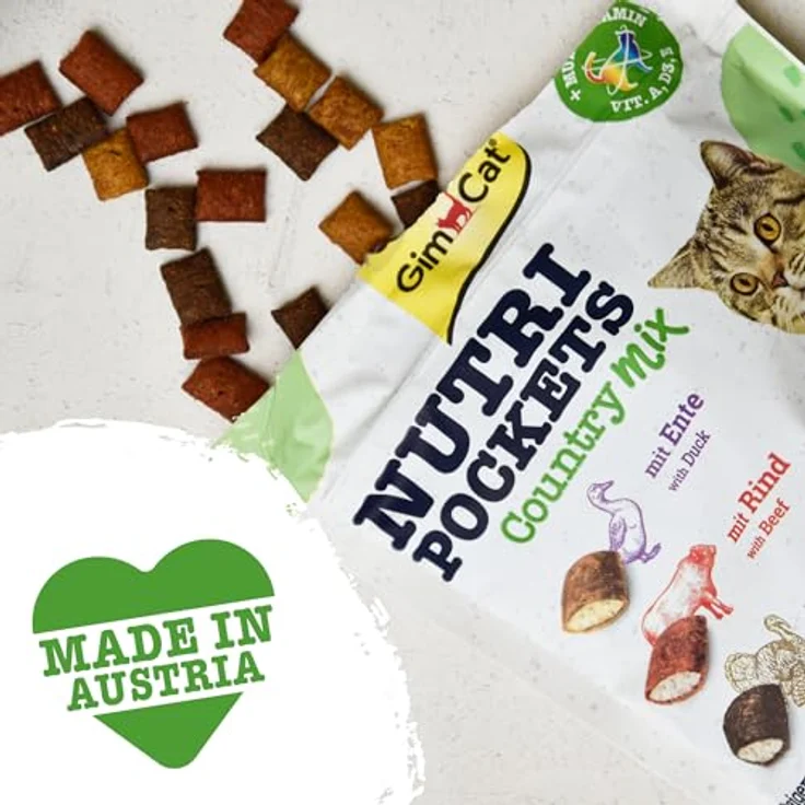 GimCat Nutri Pockets Country Mix, Knuspriger Katzensnack mit cremiger Füllung, Ente, Rind und Truthahn, 150 g – Bild 3
