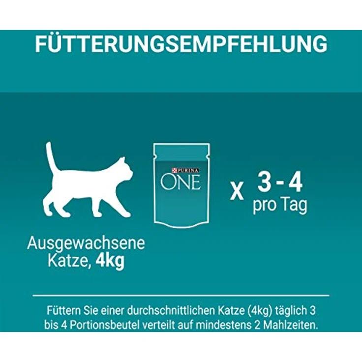 PURINA ONE Katzennassfutter mit Huhn und grünen Bohnen in Sauce, Anti-Hairball, 24er Pack (24 x 85 g Beutel) – Bild 4