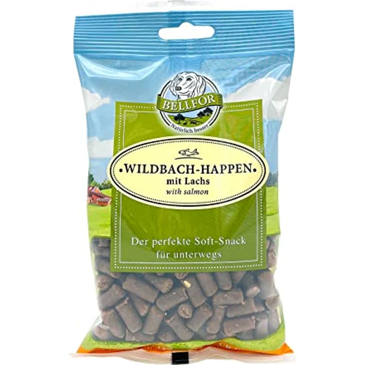 Bellfor Wildbach-Happen, getreidefreier Soft-Snack mit Lachs, hohe Verdaulichkeit, 200 g – Bild 1