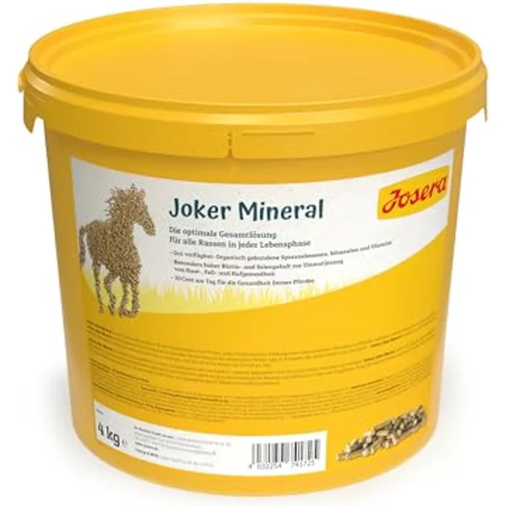 JOSERA Joker Mineral, 4 kg Mineralfutter für alle Pferderassen, Unterstützung von Haut-, Fell- und Hufgesundheit, klimaneutral, ohne Gentechnik