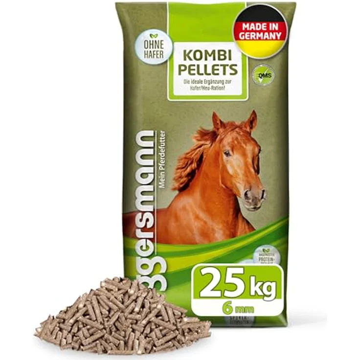 Eggersmann Mein Pferdefutter Kombi Pellets 6 mm, 25 kg - Eiweißreduziertes, haferfreies Mischfutter für Pferde & Ponys - Ideal als Ergänzung zur Hafer- & Heufütterung – Bild 1