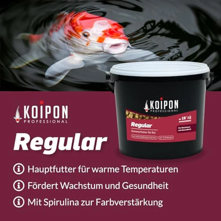 KOIPON Regular Koifutter 3,5 kg, 3 mm, Sommerfutter mit 1% Spirulina, schwimmend für Koi und Goldfische – Bild 3