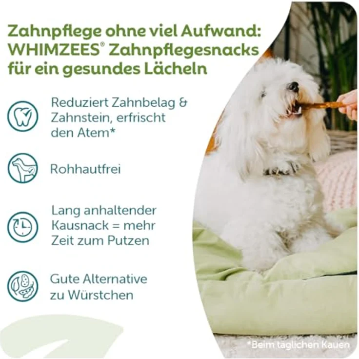 WHIMZEES Veggie-Wurst S, 28 Stück – Größe S, Getreidefreie Kaustangen zur Zahnpflege für kleine Hunde, Natürlich, ohne Zuckerzusatz – Bild 3