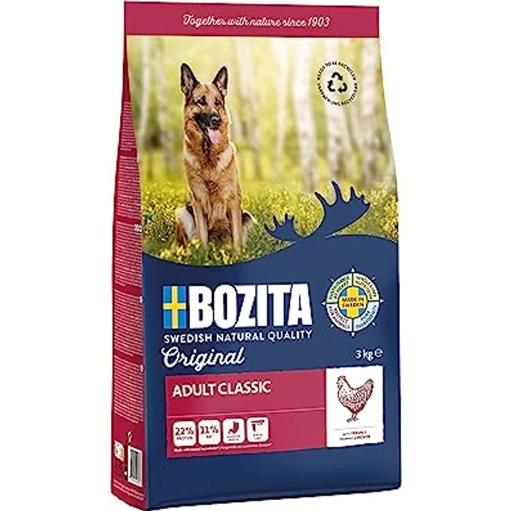 Bozita Original Adult Classic, Hunde-Trockenfutter mit Huhn, 3kg, hergestellt aus natürlichen Zutaten – Bild 1