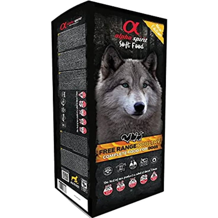 Alpha Spirit 3003209 Semi-Nassfutter für Hunde, Geflügel, 85% frisches Fleisch, glutenfrei, getreidefrei, 9 kg