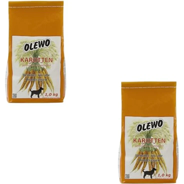 Olewo Karotten-Pellets Doppelpack, 2 x 1 kg, Ergänzungsfuttermittel für Hunde zur Unterstützung der Verdauung und des Immunsystems, 100 % natürliche Inhaltsstoffe – Bild 1