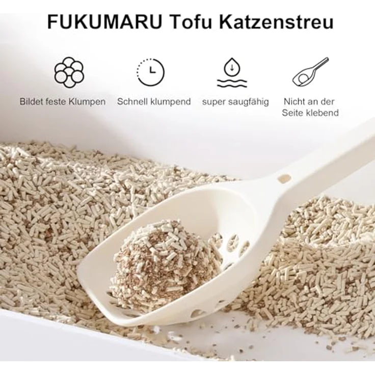FUKUMARU Tofu Katzenstreu 10.8kg, Klumpstreu mit Staubfreier Formel, Geruchskontrolle und Toilettenentsorgung, Apfelholzpellets – Bild 3