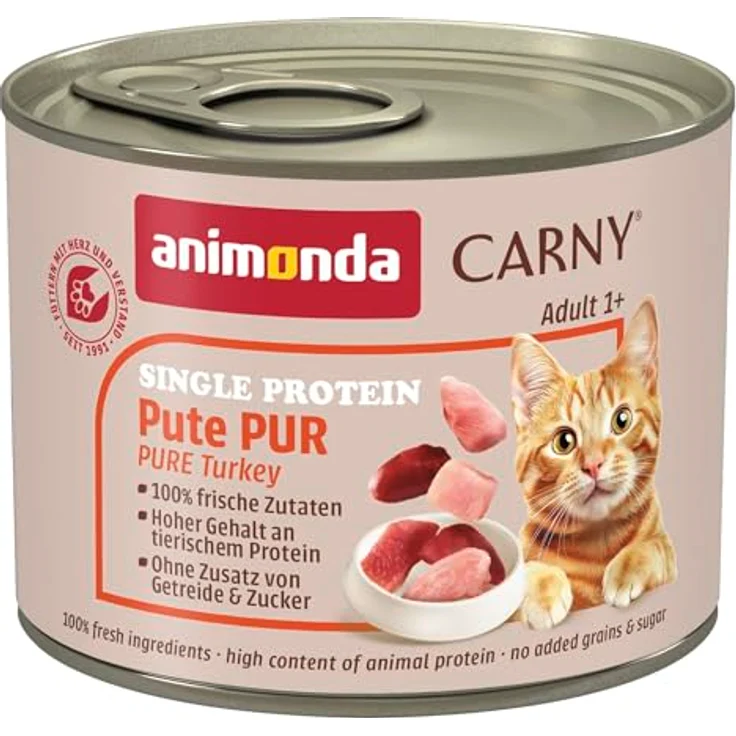 animonda Carny Adult Pute pur, Katzen-Nassfutter mit reiner Putenquelle, 6x200g – Bild 1