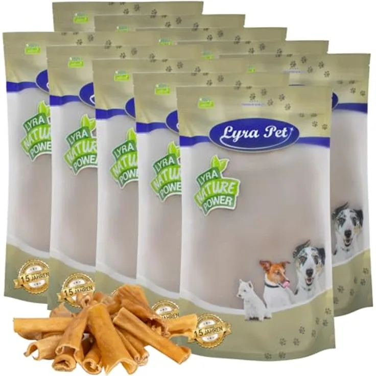 Lyra Pet® Rinderkopfhaut Abschnitte 10 kg, naturbelassener fettarmer Kausnack für Hunde, 1-7 cm