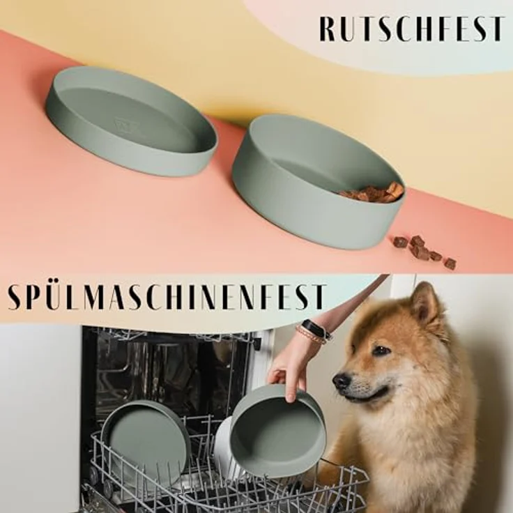 ne&no® Silikon Hundenapf 1200 ml mit Deckel, luftdicht und rutschfest für kleine und mittelgroße Hunde, eleganter Untersetzer inklusive – Bild 5