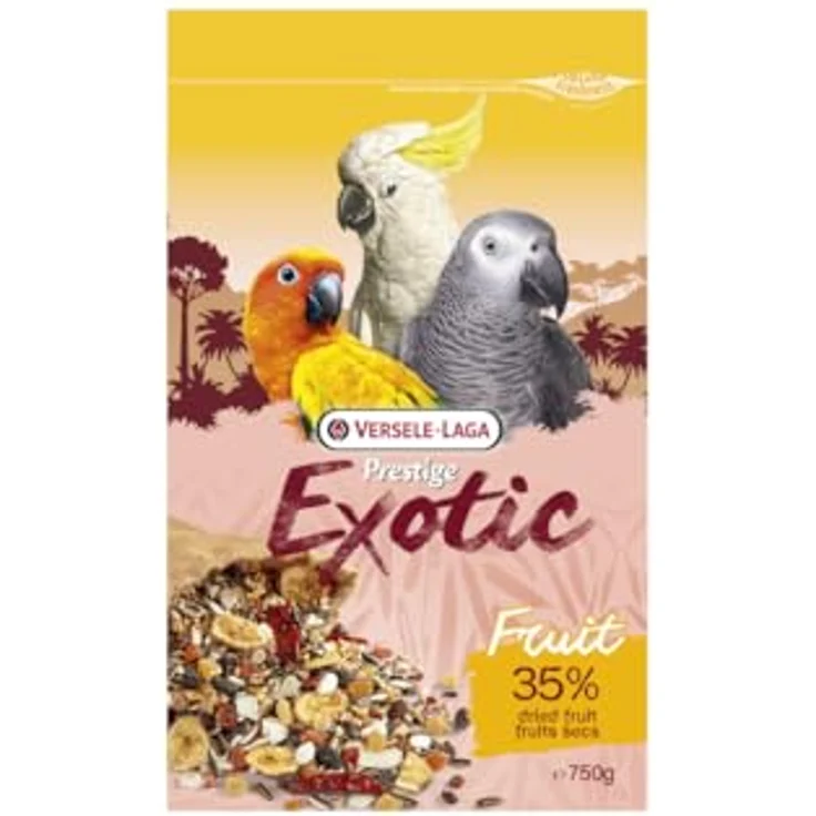 Versele-Laga Prestige Exotic Parrots Fruit, 750 g Ergänzungsfuttermittel mit 35% Fruchtanteil, enthält Papaya, Banane, Ananas und Aprikosen – Bild 1