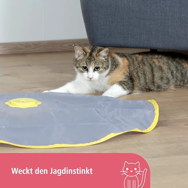 Kerbl Pet Catch the TailFeather 2-in-1, interaktives Katzenspielzeug mit 3 Modi für individuelles Spielvergnügen, strapazierfähiger Nylon-Raschelteppich – Bild 3