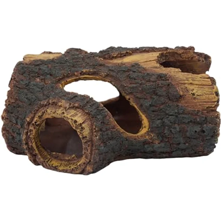 relaxdays Aquariendeko Baumstamm, detailreiche Dekoration aus ungiftigem Polyresin, Braun, für Süß- und Meerwasserbecken, Maß: 5,5 x 13,5 x 9 cm – Bild 1