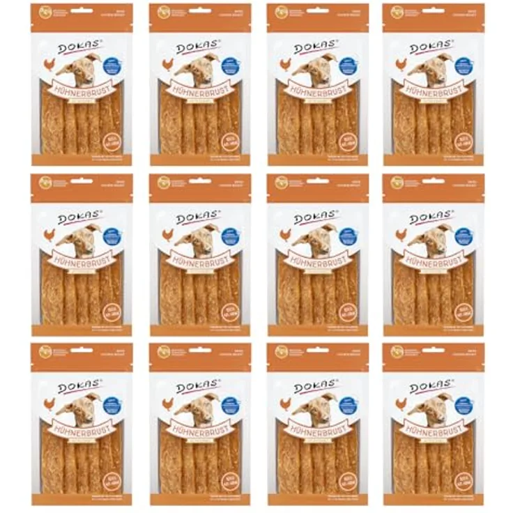Dokas Hühnerbrust getrocknet, fettarmer Hundesnack aus 100% Hühnerbrustfilet, 70g