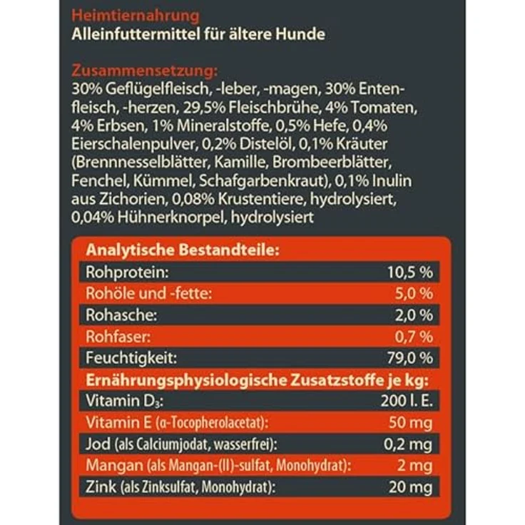 Dehner Wild Nature Hundetrockenfutter Senior Bergweide, getreidefreies Hundefutter mit Ente, hoher Fleischgehalt, sensitiv, 4 kg – Bild 5