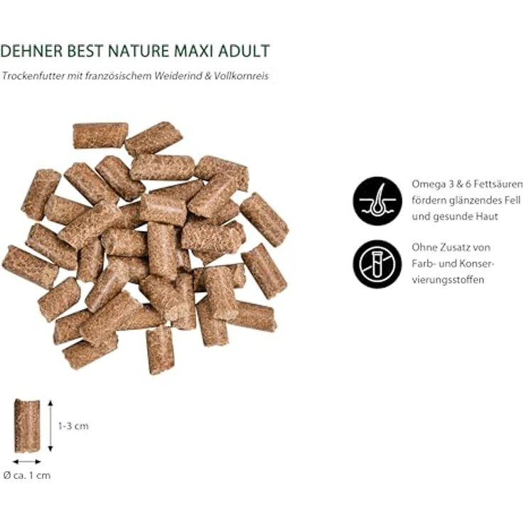 Dehner Best Nature Hundefutter Maxi Adult, Trockenfutter getreidefrei und zuckerfrei für große Hunderassen, Rind und Lachs, 12.5 kg – Bild 2