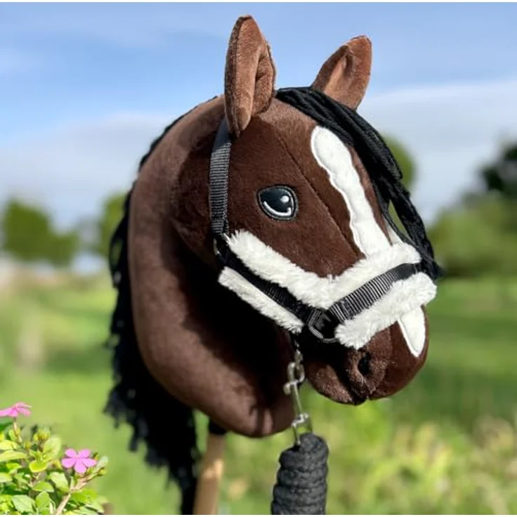 Hobby Horse Land Hobby Horse Zubehör-Set Halfter mit Führstrick und Insektenhaube – Größe A4 und A3, schwarz – Bild 4