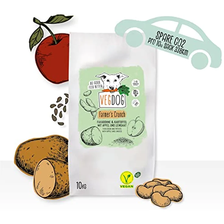 VEGDOG Farmer's Crunch, Veganes Hunde-Trockenfutter mit hochverdaulicher Rezeptur, 10 kg – Bild 8