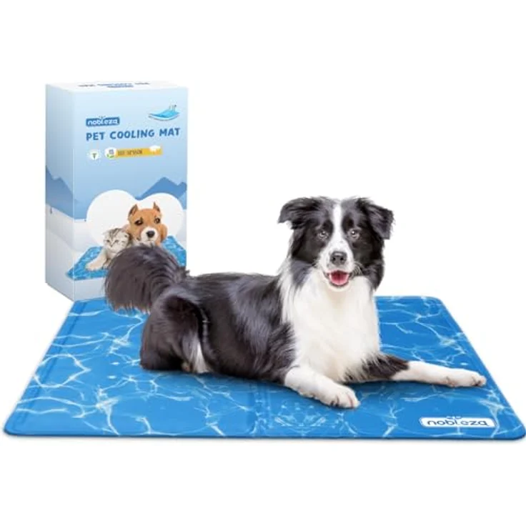 Nobleza Kühlmatte für Hunde und Katzen, selbstkühlend, ungiftige Gelauflage, 65x50cm, blau, M – Bild 1