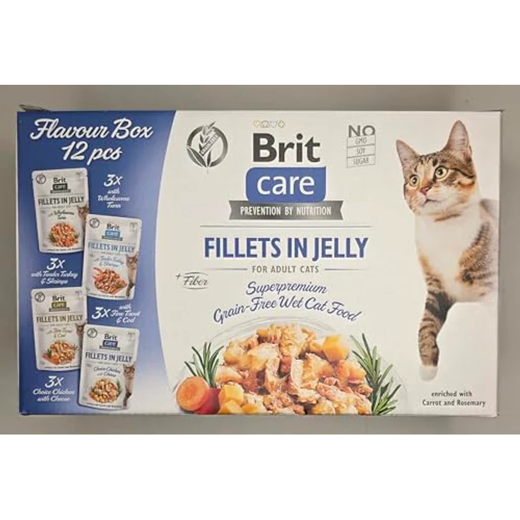 Brit Care Cat Flavour Box, Katzen-Nassfutter mit 4 Sorten in Gelee, 12x85g – Bild 2