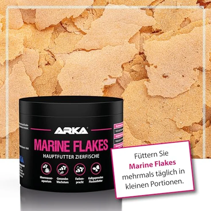 ARKA Marine Flakes, Flockenfutter für Meerwasserfische, kaltgepresst, 500 ml / 50 g, fördert Farbenpracht & Wachstum, ohne minderwertiges Fischmehl – Bild 5