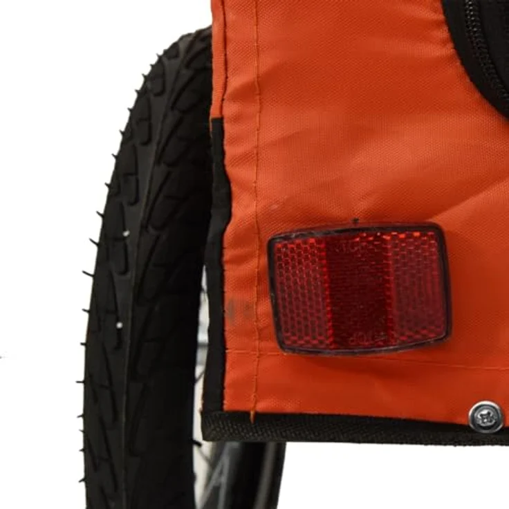 vidaXL Hunde-Transportbox Fahrradanhänger Hunde Orange und Schwarz Oxford-Gewebe Eisen mit PVC-Dach und Reflektoren – Bild 5