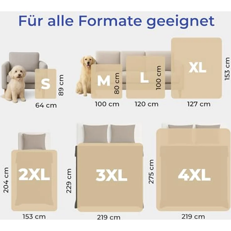 Dreamzie wasserdichte Decke 127x152 cm, Reversible Hundedecke aus Sherpa-Fleece, pflegeleicht und waschbar, beige – Bild 5