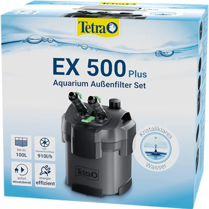Tetra Außenfilter EX 500 Plus, leistungsstarker Aquarienfilter für bis zu 100 L, leise mit Schnellstartfunktion – Bild 1