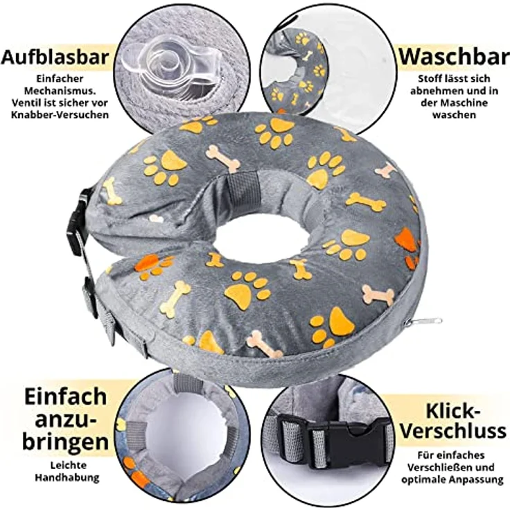 OMH nutrition OH MY HEALTH Halskrause für Hund und Katze, aufblasbarer Leckschutz Halskragen, weich, Größe L – Bild 5