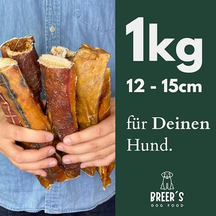 TIER HELDEN BREERs getrocknete Rinderkopfhaut für Hunde, 15cm, 1kg getreidefreier Belohnungssnack, Deutsche Herstellung, knusprige Kauartikel für große Hunde – Bild 2