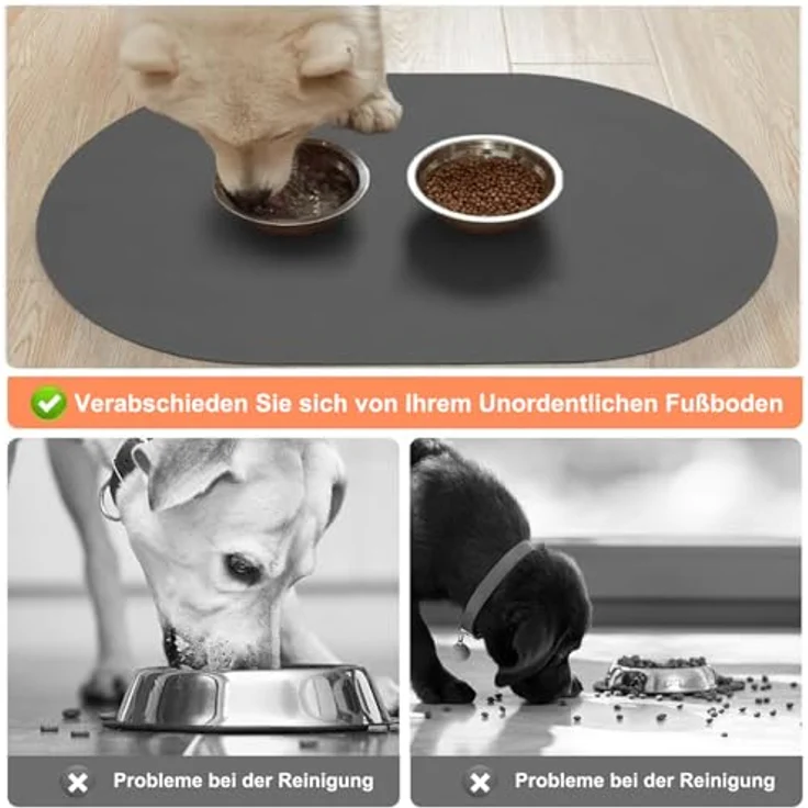 HAOLESHITE Napfunterlage Hund, rutschfest und absorbierend, für Futter und Wasser, dunkel grau, 30 x 50 cm – Bild 5