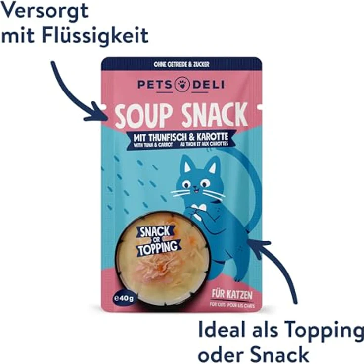 Pets Deli Bundle für Katzen, Suppensnack & Filetsnack Thunfisch, 780g - Reich an Omega-3-Fettsäuren, ohne Zusatzstoffe, unterstützt Immunsystem und Verdauung – Bild 3