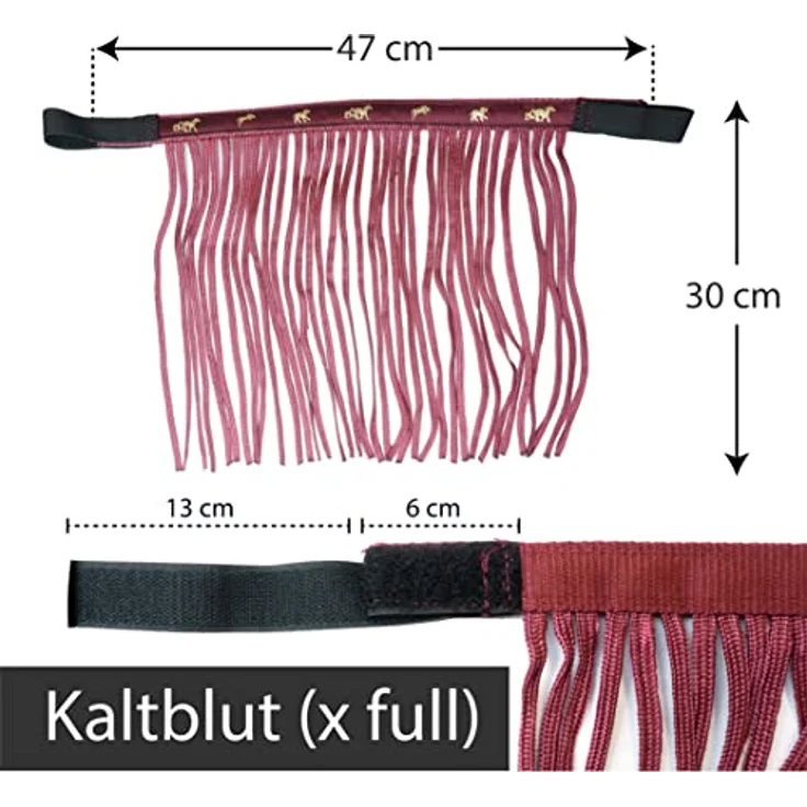 Pferdelinis Fliegenfransen für Pferde Fliegenmaske mit Klettverschluss, effektiver Insektenschutz, Bordeaux, für Shetty, Pony, Cob, Warmblut, Kaltblut (X-Full) – Bild 4