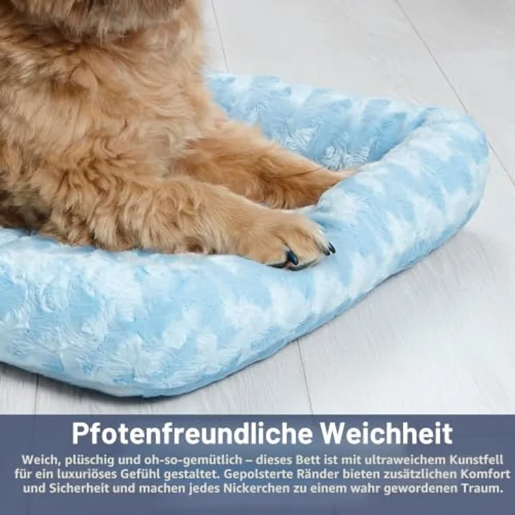 MidWest Homes for Pets QuietTime Fashion XS-Hundebett, Kunstfell-Randpolster in Blau, ultraweich, maschinenwaschbar, geeignet für 59 cm große Käfige und Boxen für kleine Hunde und Katzen – Bild 4