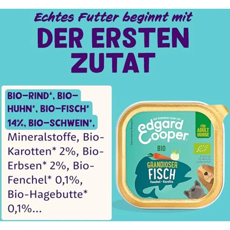 Edgard & Cooper Bio-Nassfutter für ausgewachsene Hunde – Bio-Fisch – 100 g (17er-Pack) – Hochwertiges, glutenfreies Futter mit frischem Fleisch und Präbiotika zur Unterstützung der Verdauung – Bild 2