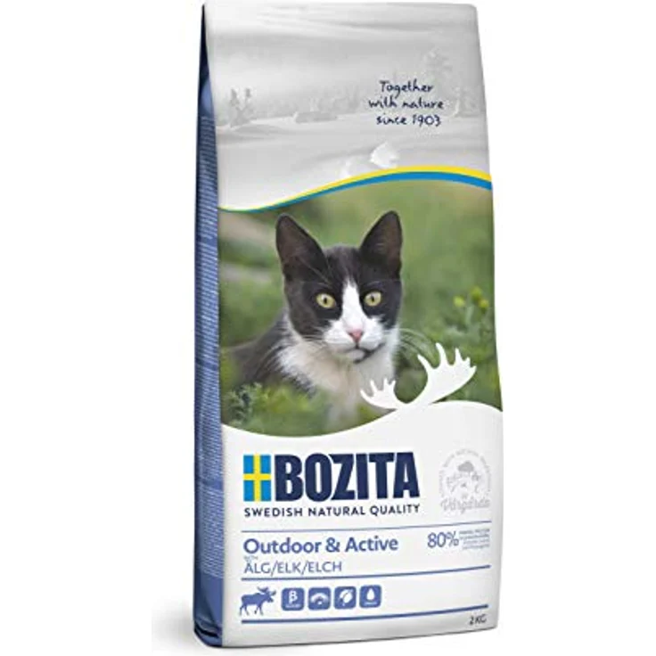 Bozita Outdoor & Active Katzentrockenfutter mit Elch, 10 kg – 30 % Protein, 20 % Fett, ohne Zucker & Gentechnik, für aktive, sensible Katzen, aus Schweden – Bild 1