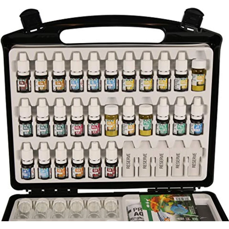 JBL ProAquaTest Lab, Aquarium-Wassertestset mit 13 Tests, Glasküvetten und CO2-Tabelle – Bild 4