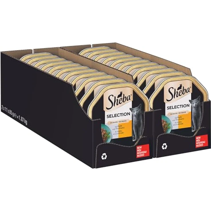 Sheba SHEBA Schale Nassfutter für Katzen Selection in Sauce, mit Kalb und Truthahn, 2 x 11 x 85g, ohne künstliche Zusatzstoffe – Bild 4